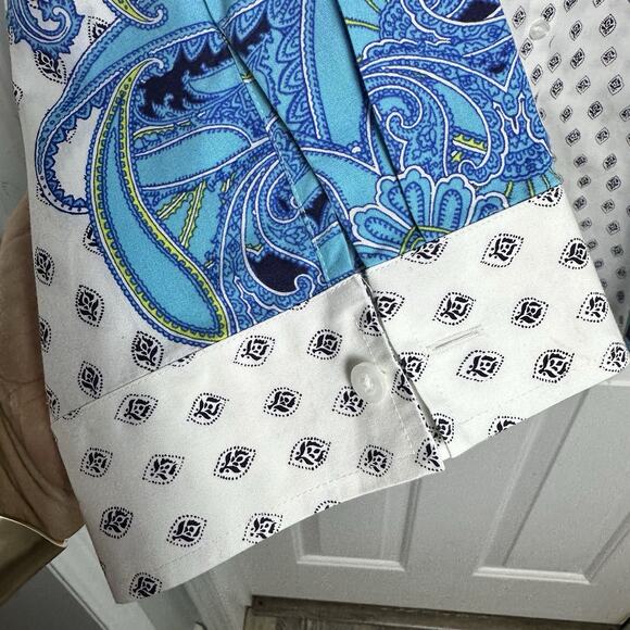 Chico’s No Iron Paisley Mirror Shirt Women’s Size XL 3 Button Front Colorful - Picture 2 of 11